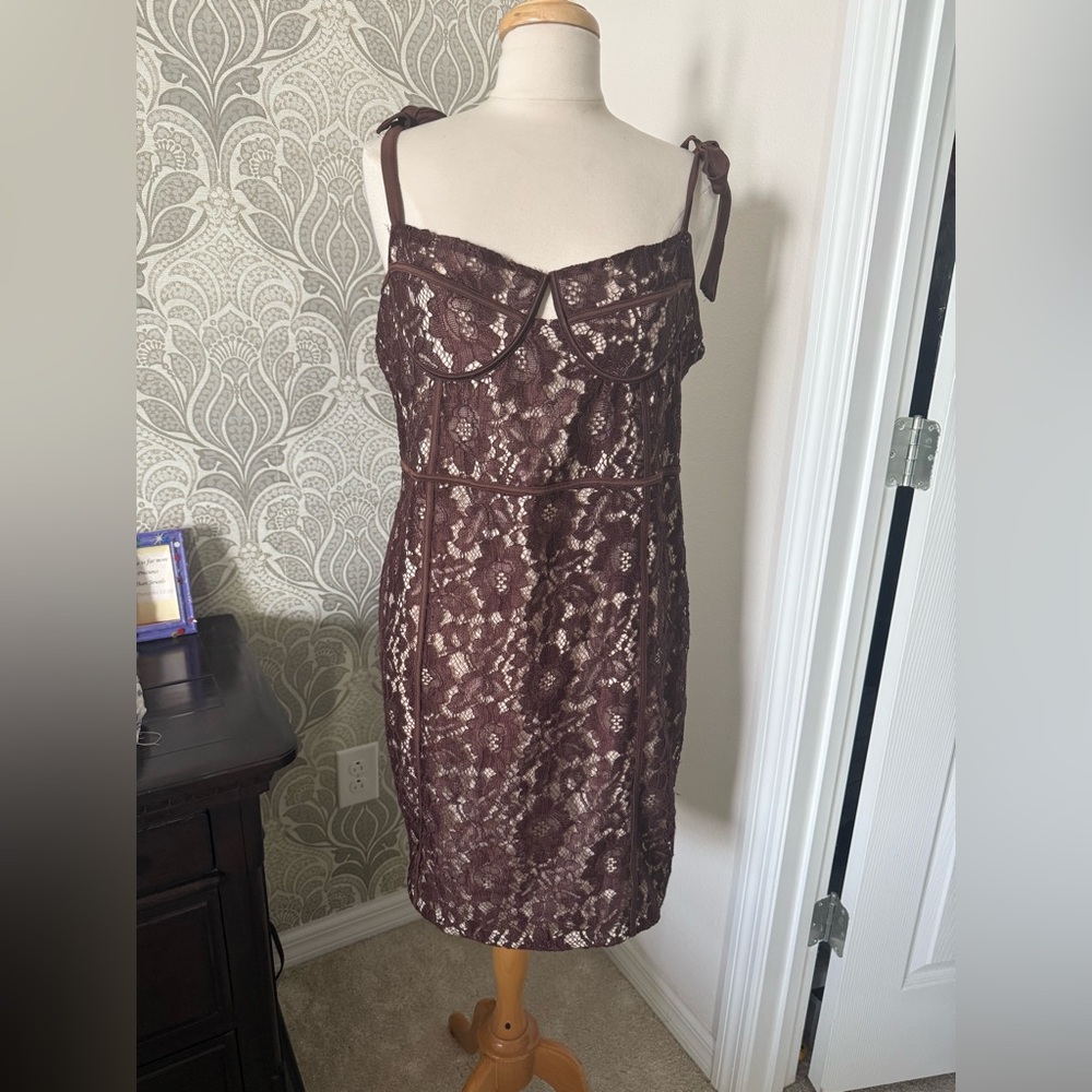 Elegant Brown Lace Dress